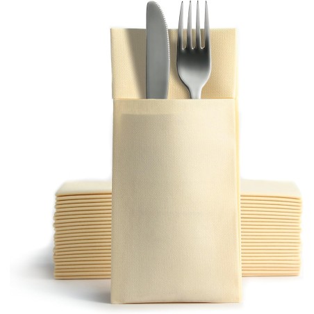 400 SERVIETTES ETUI COUVERTS AIRLAID 40 X 40 CM CHAMPAGNE
