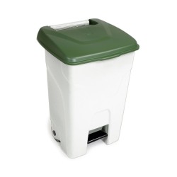 CONTENEUR MOBILE A PEDALE 80L BLANC/COUVERCLE VERT