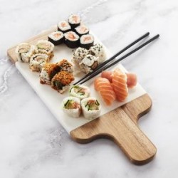 PLANCHE EN MARBRE ET BOIS ACACIA 38X18 CM