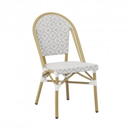 CHAISE BALI GRISE ET BLANCHE