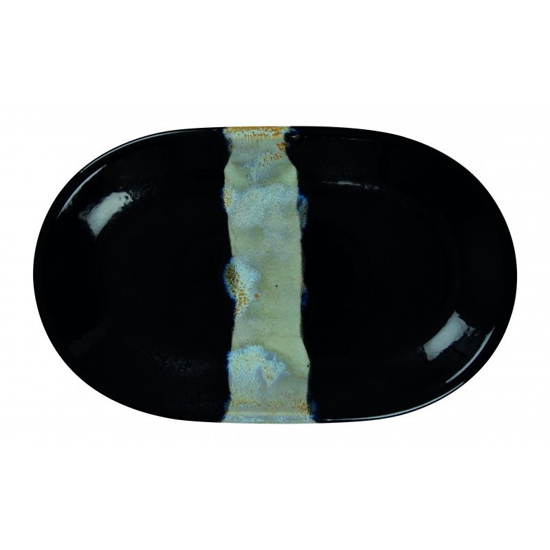 6 ASSIETTES OVALES SANS AILE 32X20 CM CIRCE NOIR & NACRE