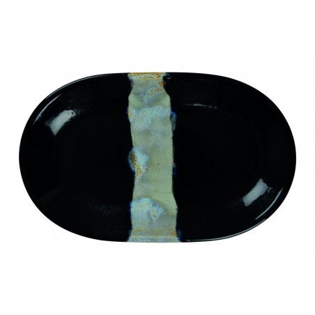 6 ASSIETTES OVALES SANS AILE 32X20 CM CIRCE NOIR & NACRE