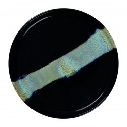 6 ASSIETTES PLATES BORDS DROITS 27 CM CIRCE NOIR & NACRE