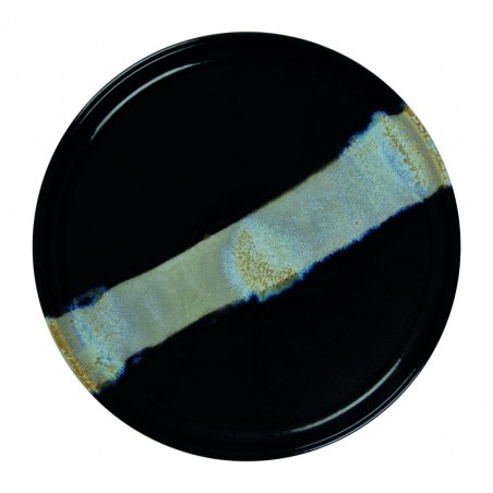 6 ASSIETTES PLATES BORDS DROITS 27 CM CIRCE NOIR & NACRE