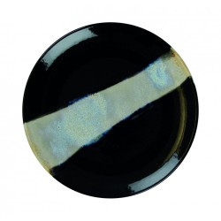 6 ASSIETTES PLATES SANS AILE 21 CM CIRCE NOIR & NACRE