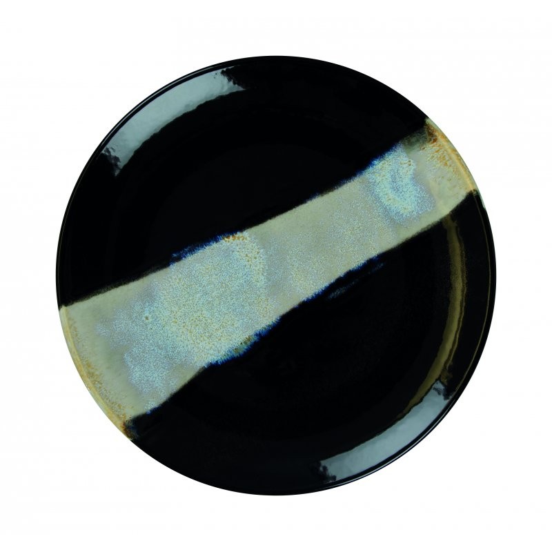 6 ASSIETTES PLATES SANS AILE 21 CM CIRCE NOIR & NACRE