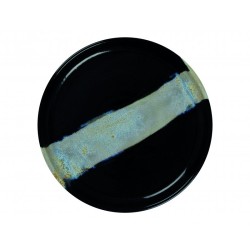 6 ASSIETTES PLATES BORDS DROITS 21 CM CIRCE NOIR & NACRE