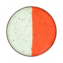 6 ASSIETTES PLATES BORDS DROITS 27 CM HELIOS BLANC IVOIRE & ORANGE