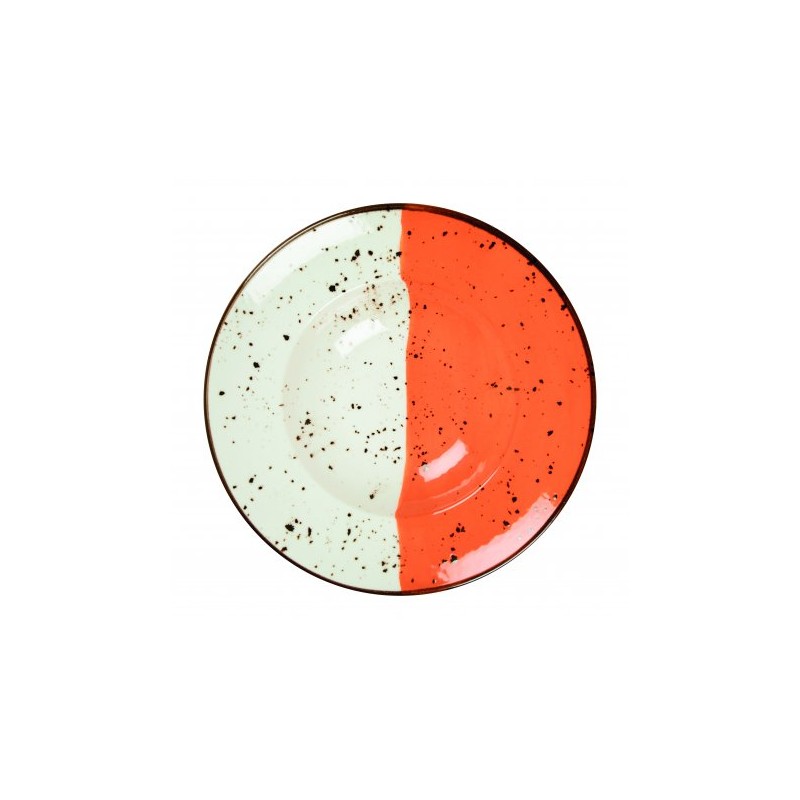 6 ASSIETTES A PATES 27 CM HELIOS BLANC IVOIRE & ORANGE