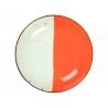 6 ASSIETTES PLATES BORDS DROITS 21 CM HELIOS BLANC IVOIRE & ORANGE