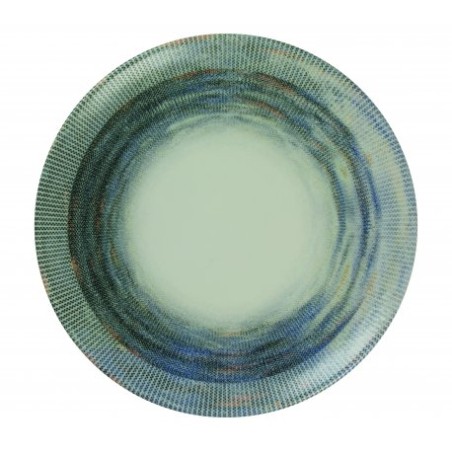 6 ASSIETTES PLATES SANS AILES 27 CM NYX BLANC.BLEU & ARGENT