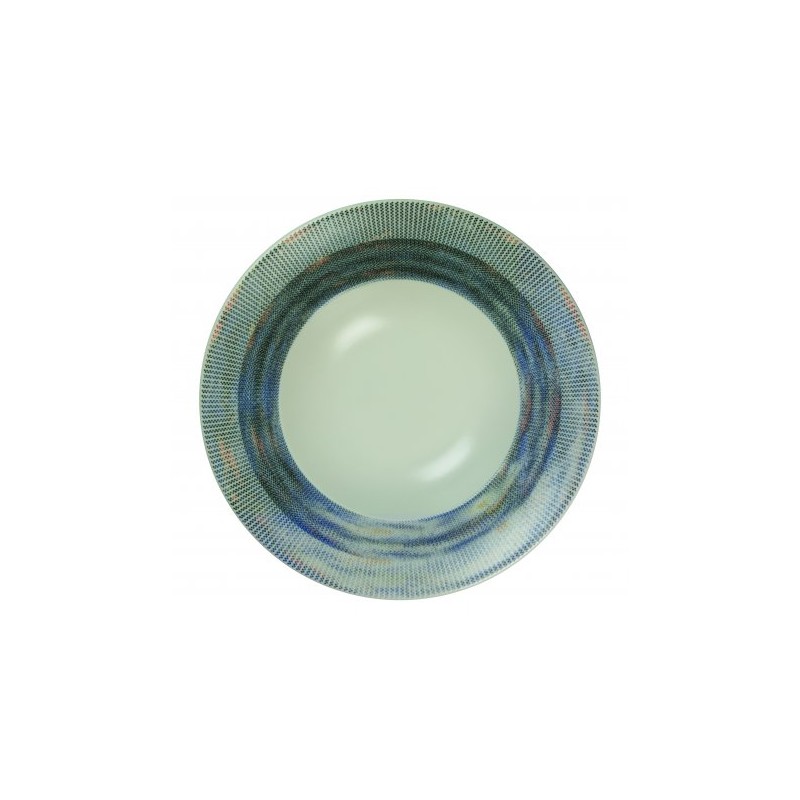 6 ASSIETTES A PATES 27 CM NYX BLANC.BLEU & ARGENT