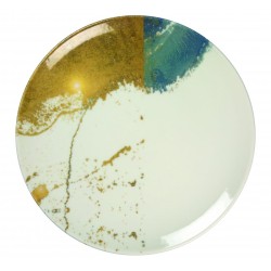 ASSIETTE CREUSE 25 CM DIONYSOS BLANC BLEU & OR