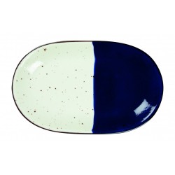 6 ASSIETTES OVALES SANS AILE 32X20 CM POSEIDON BLANC IVOIRE & BLEU