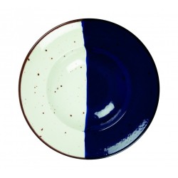 6 ASSIETTES A PATES 27 CM POSEIDON BLANC IVOIRE & BLEU