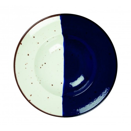 6 ASSIETTES A PATES 27 CM POSEIDON BLANC IVOIRE & BLEU
