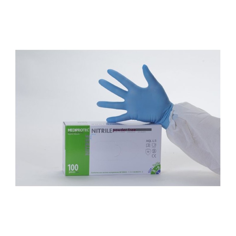 GANT NITRILE NON POUDRE BLEU T:M X100