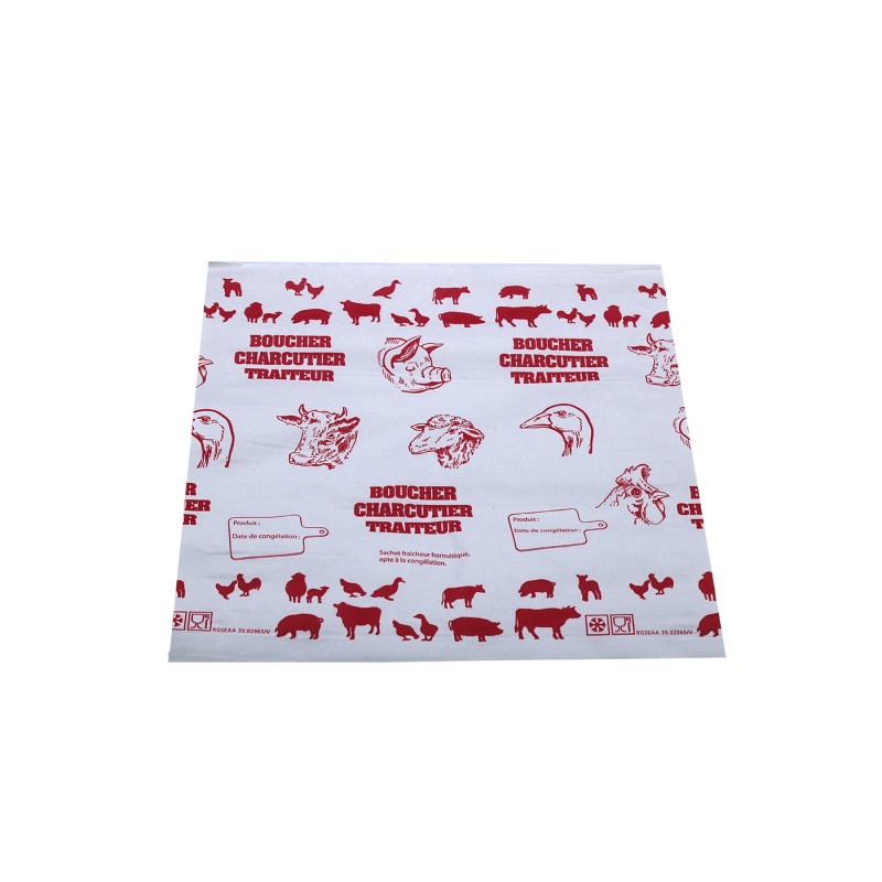 1000 POCHETTES PAPIERS BOUCHERIE FERMETURES ADHESIVES 250X250/1000