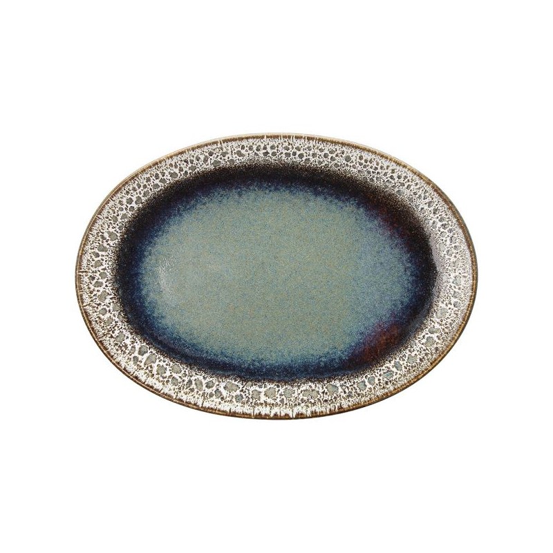 4 PLATS OVAL 30CM BLOOM BLUE AND BROWN