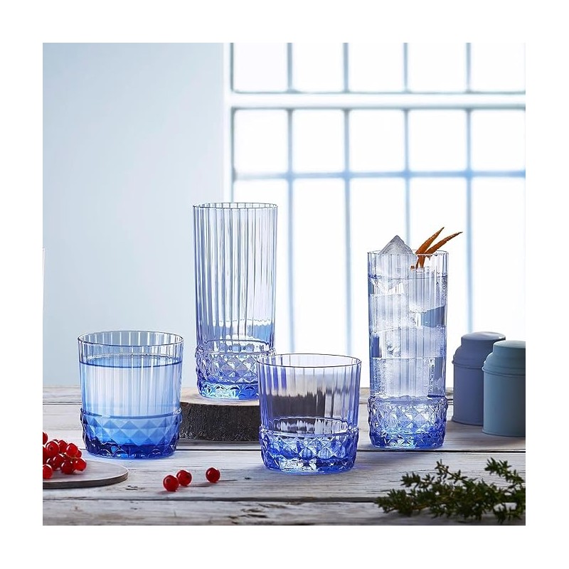 6 VERRES FORME BASSE AMERICA'S 20 37CL BLUE
