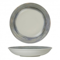 6 ASSIETTES CREUSES 25 CM NYX BLANC.BLEU & ARGENT
