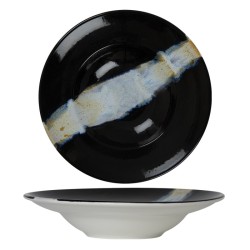 6 ASSIETTES A PATES 27 CM CIRCE NOIR & NACRE