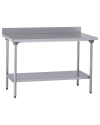 TABLE INOX CHR ADOSSEE AVEC ETAGERE