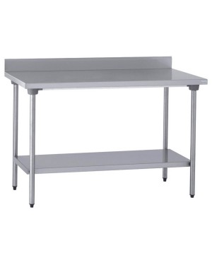 TABLE INOX CHR ADOSSEE AVEC ETAGERE
