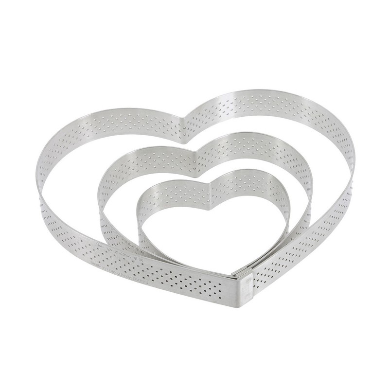 CERCLE À TARTE COEUR INOX PERFORÉ VALRHONA Ø 18CM