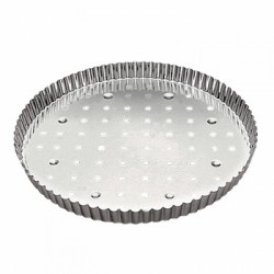 TOURTIERE PERFORÉ CANNELÉ FER BLANC 30CM