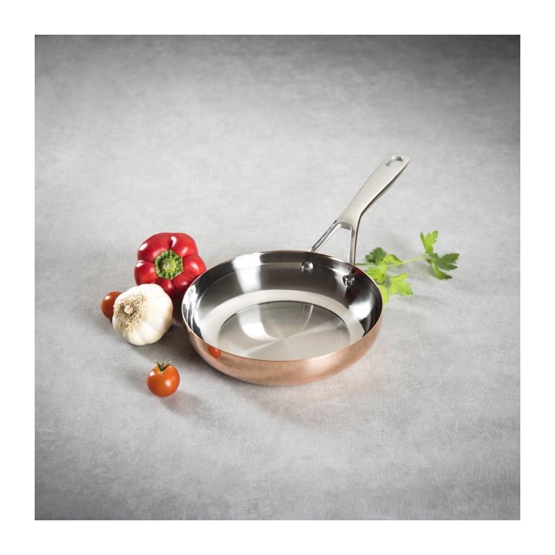 POÊLE A FRIRE EN CUIVRE ET INOX 24CM
