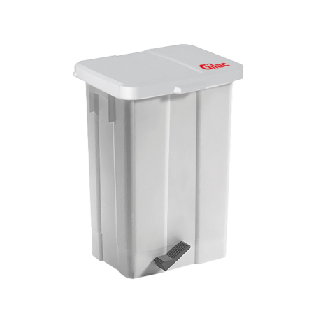POUBELLE A PEDALE 50L AVEC COUVERCLE BLANC