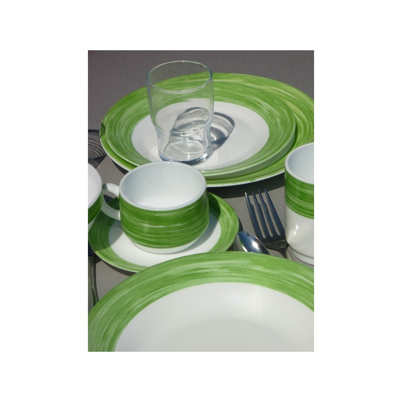 6 ASSIETTES PLATES 15.5CM RESTAURANT  VERT