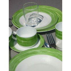 6 ASSIETTES CREUSES 22.5CM  BRUSH VERT