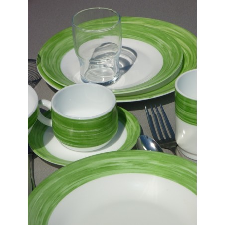 6 ASSIETTES CREUSES 22.5CM  BRUSH VERT