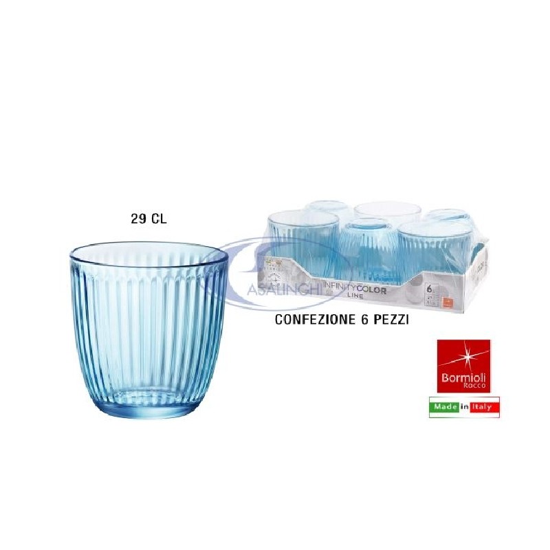 6 VERRES LINE BLEU 29CL