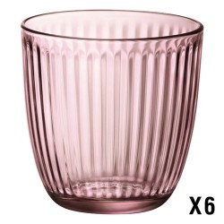 6 VERRES LINE COULEUR  LILAS ROSE 29CL