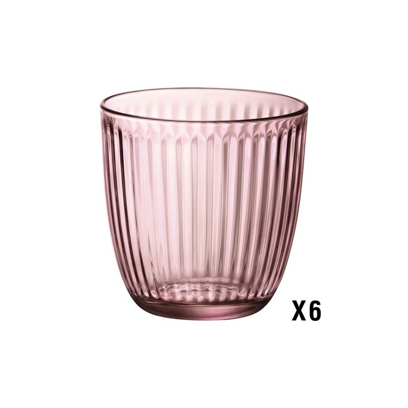 6 VERRES LINE COULEUR  LILAS ROSE 29CL