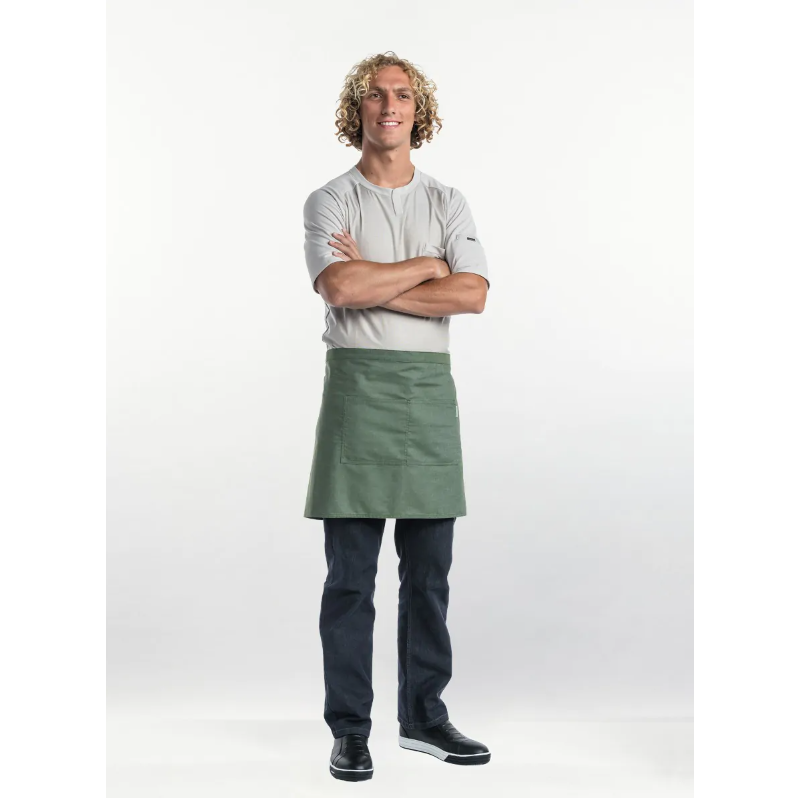 TABLIER CHEF BASE MOSS GREEN - APRON W100 - L45 CM