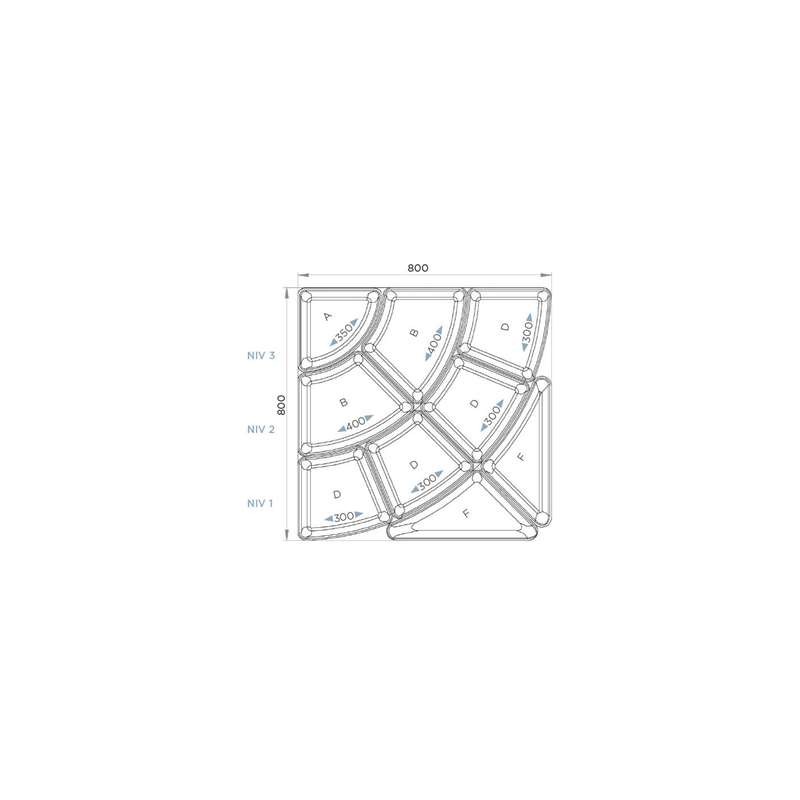 KIT PETALE - 1 ESCALIER +9 PLATS PROFONDEUR 50MM