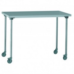 TABLE INOX CENTRALE SUR ROULETTES SANS ETAGERE 2000X700X900MM
