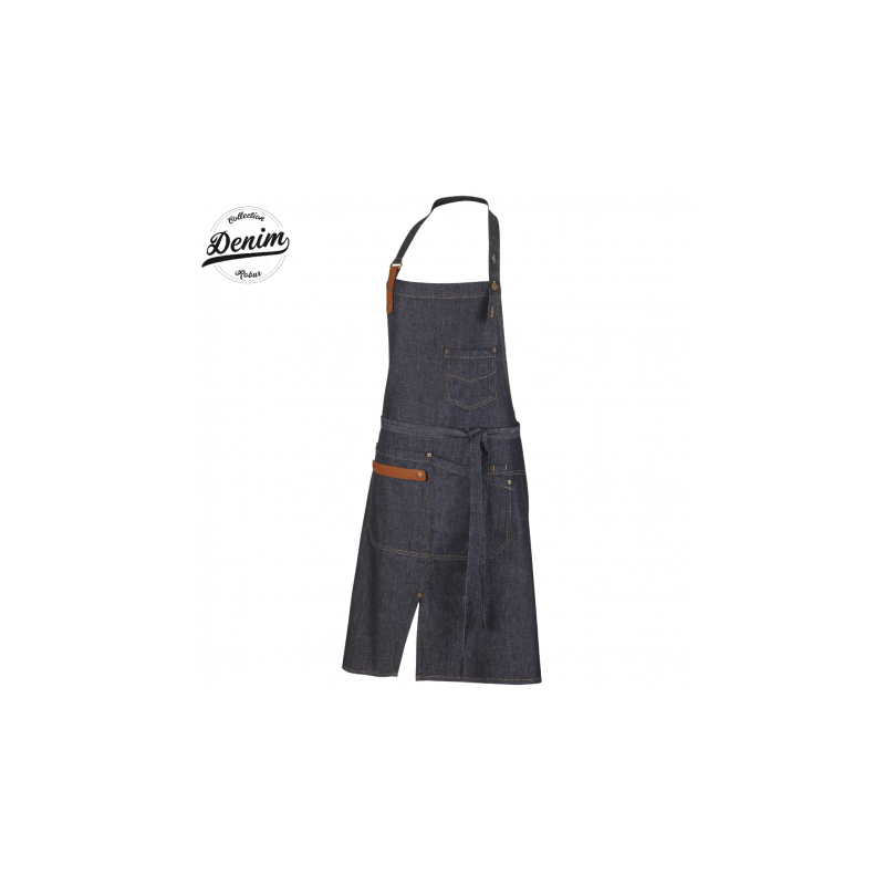 TABLIER MIXTE HAROLD DENIM BRUT CUIR COGNAC TU