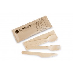 100 KITS  COUVERTS BOIS 4 EN 1