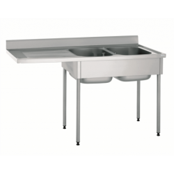 Plonge adossée 2 bacs égouttoir sans étagère