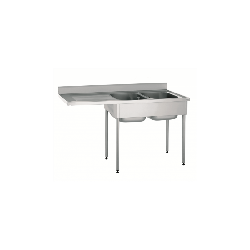 Plonge adossée 2 bacs égouttoir sans étagère