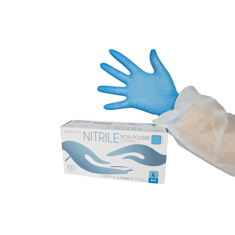 GANT NITRILE BLEU NON POUDRE X100 TAILLE XL