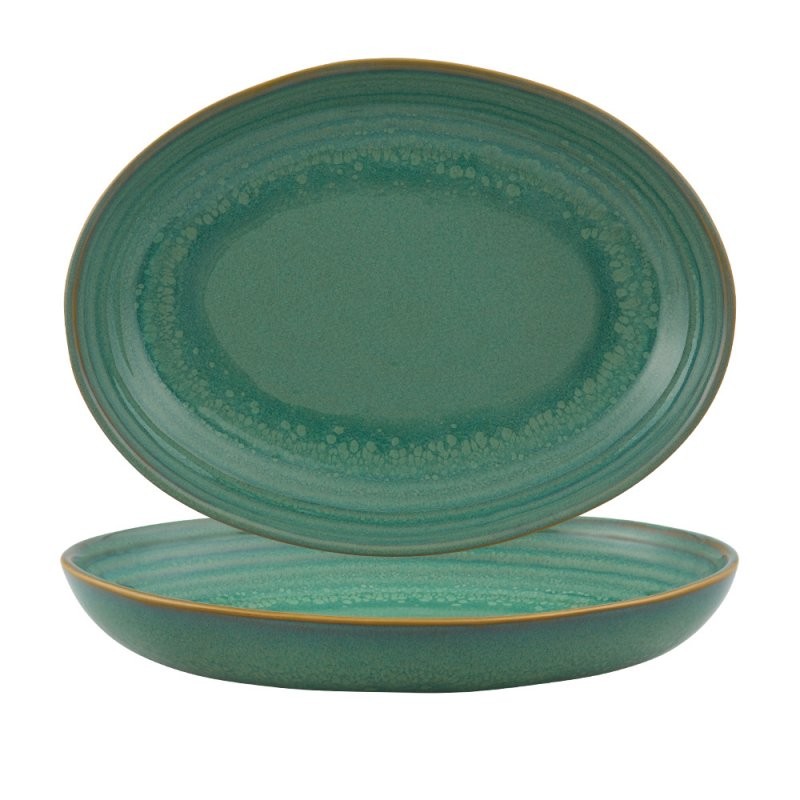 6 PLATS OVAL 27CM JADE