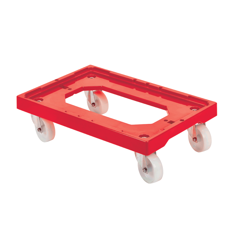 SOCLE ROULEUR 4 ROUES PIVOTANTES CHAPE ACIER - ROUGE