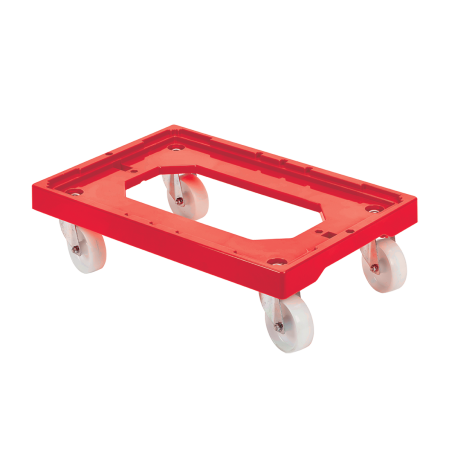 SOCLE ROULEUR 4 ROUES PIVOTANTES CHAPE ACIER - ROUGE
